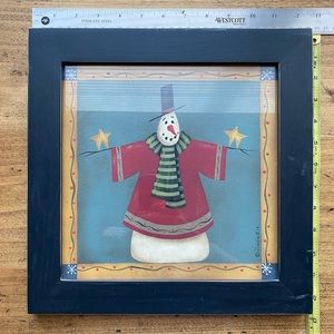 Wooden framed Snowman print 12.5” X 12.5”